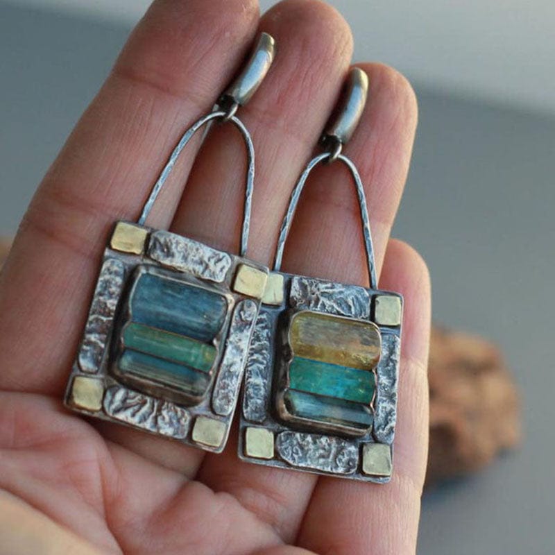 Green Blue Crystal Stone Earrings