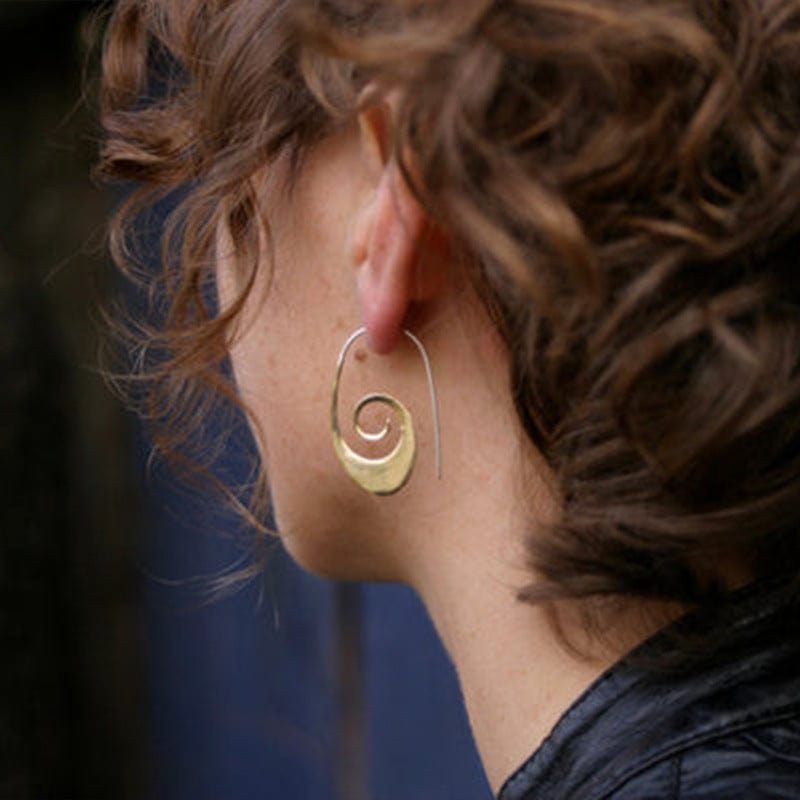 Vintage Geometric Spiral Earrings