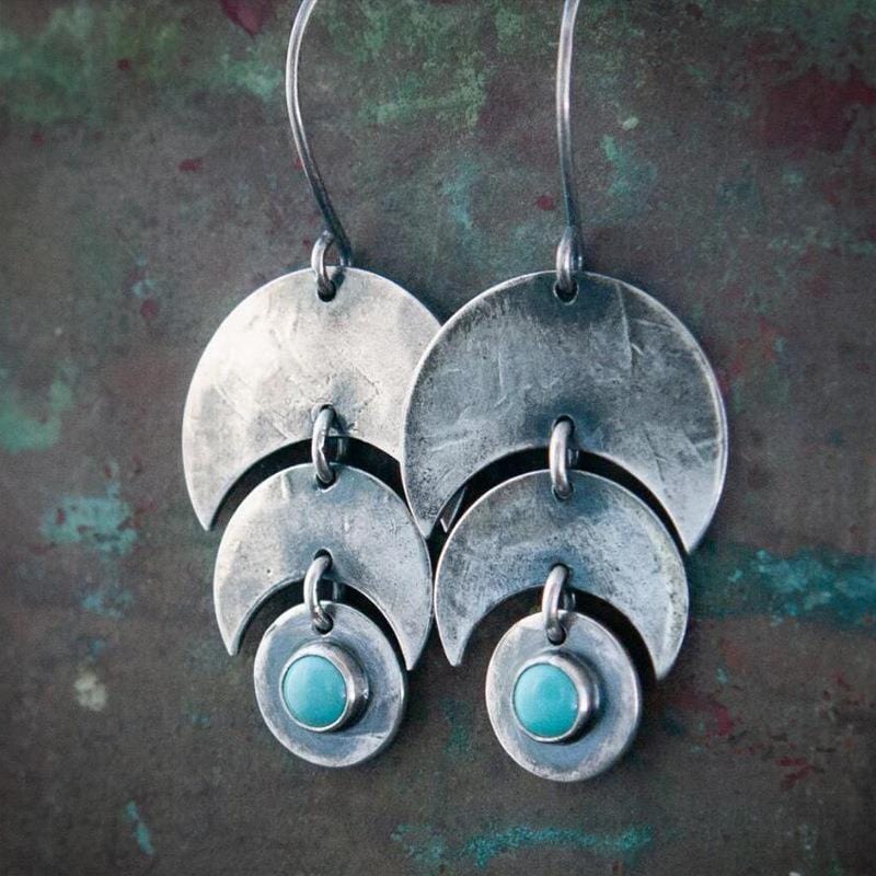 Geometric Round Turquoise Earrings