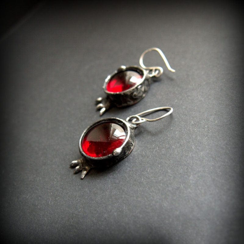 women's pomegranate red handmade earrings