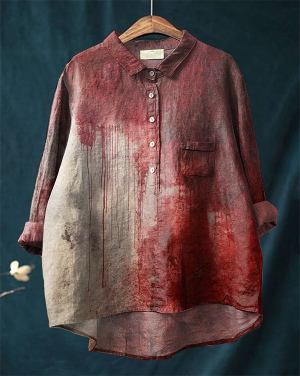 Halloween Bloody Cotton and Linen Shirt