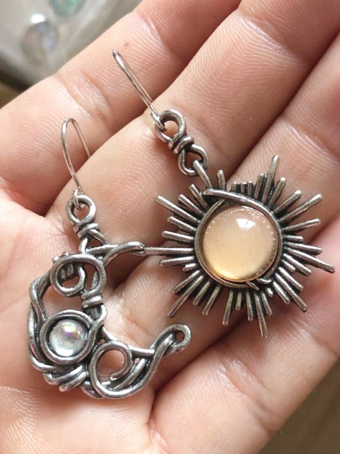 Retro Sun Moon Earrings