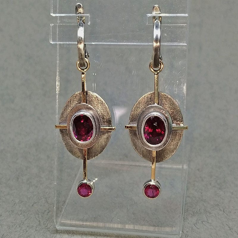 Vintage Red Crystal Pendant Earrings Female