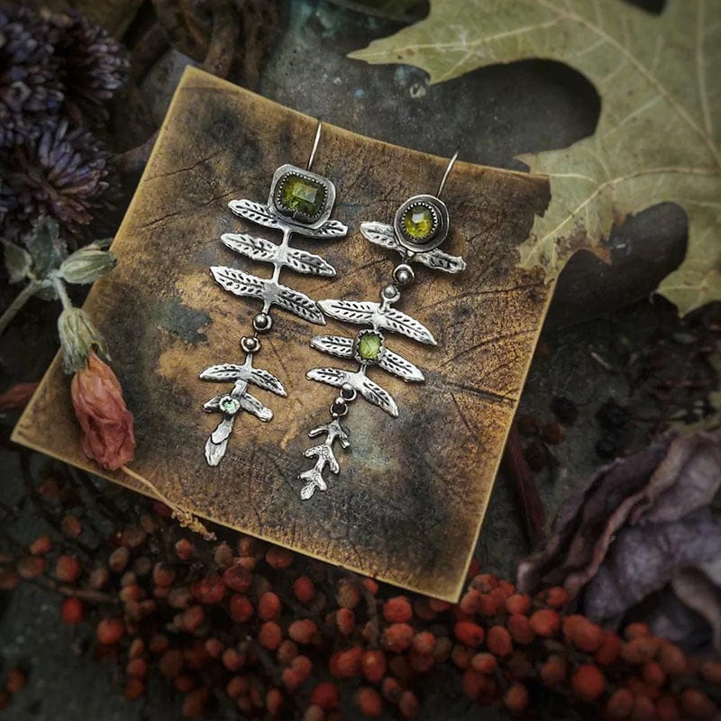 Literary vintage leaf handmade earrings