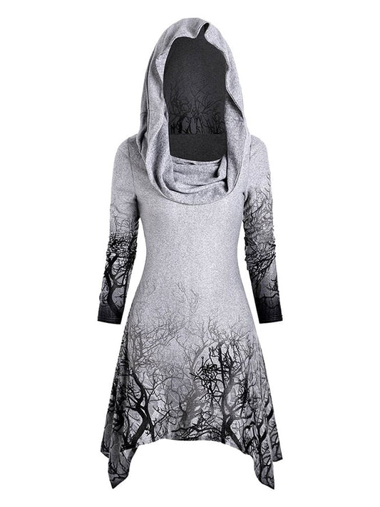 Women's Halloween Trunk Print Cape Hoodie