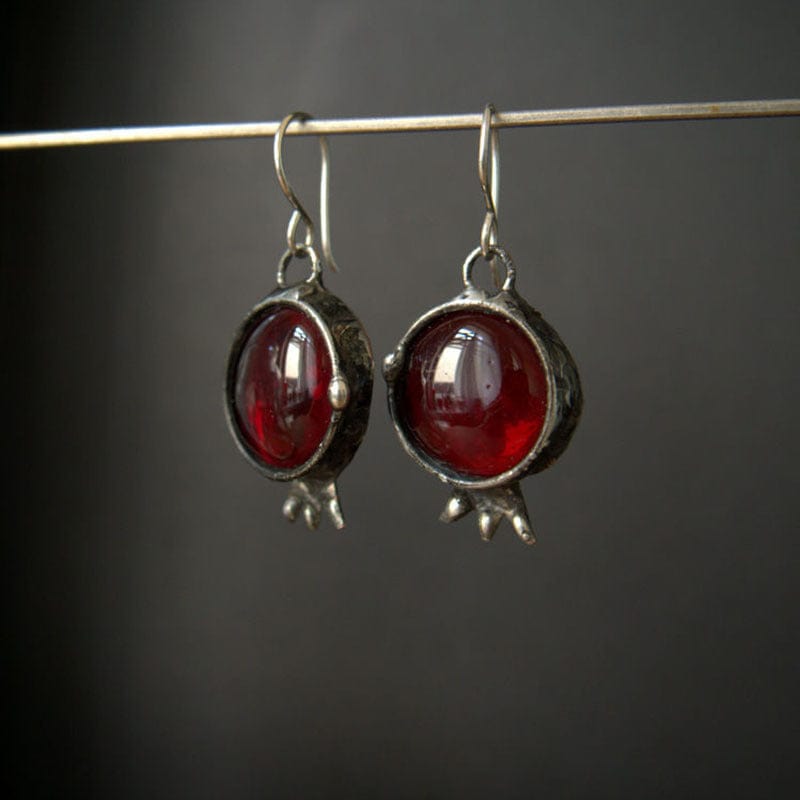 women's pomegranate red handmade earrings