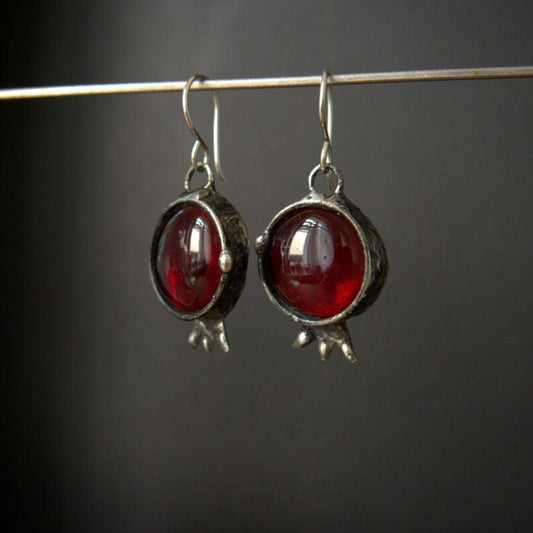 women's pomegranate red handmade earrings