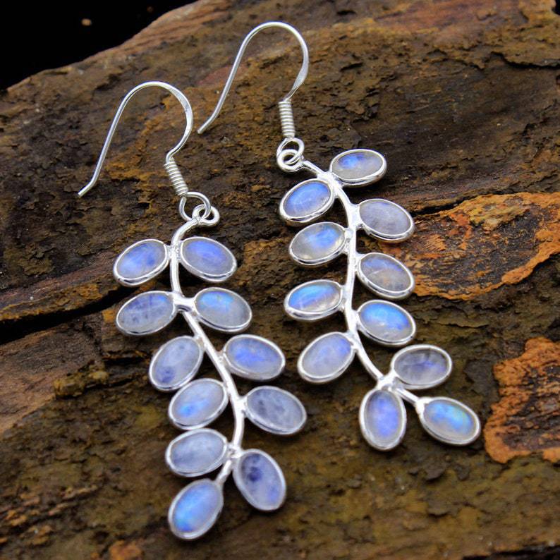 Leaf Moonstone Earrings