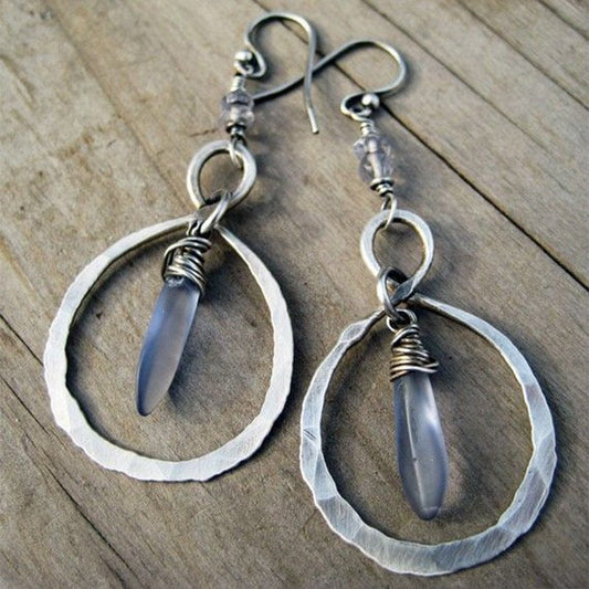 Vintage Whacked and Wrapped Moonstone Earrings