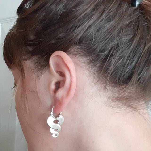 Antique Silver Hollow Spiral Earrings