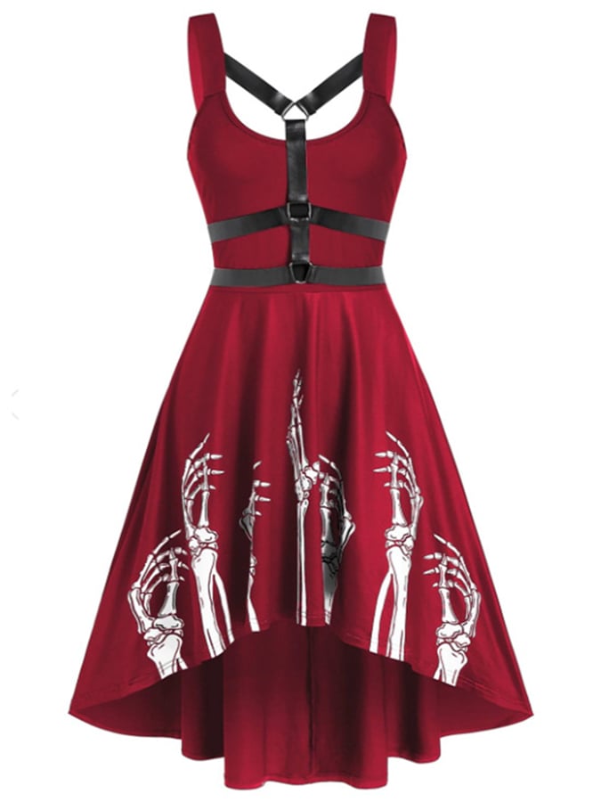 Halloween Gothic Print Strap Dress