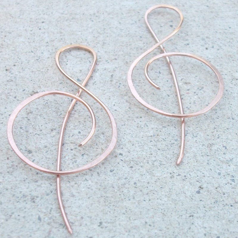 Women's 14K Rose Gold Note Earrings