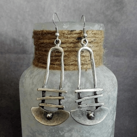 Staircase Half Circle Geometric Earrings