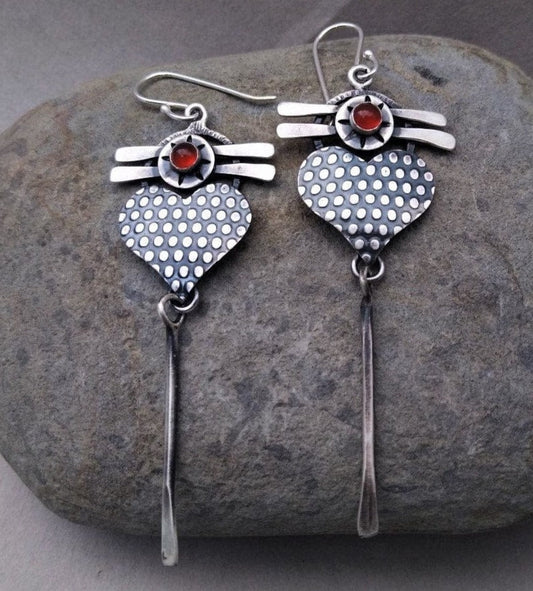 Boho Dragonfly Heart Drop Earrings