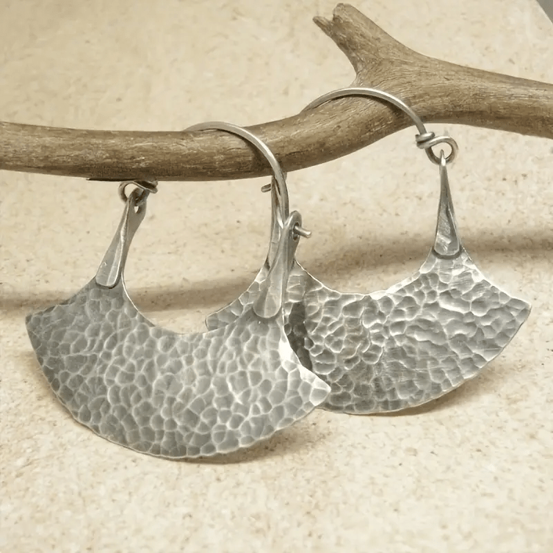 Creative Hammered Blade Hoop Earrings