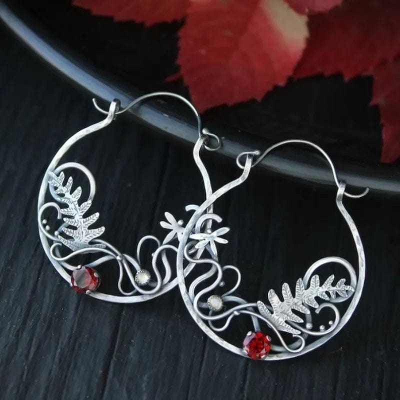 Plant Fern Leaf Hoop Earrings