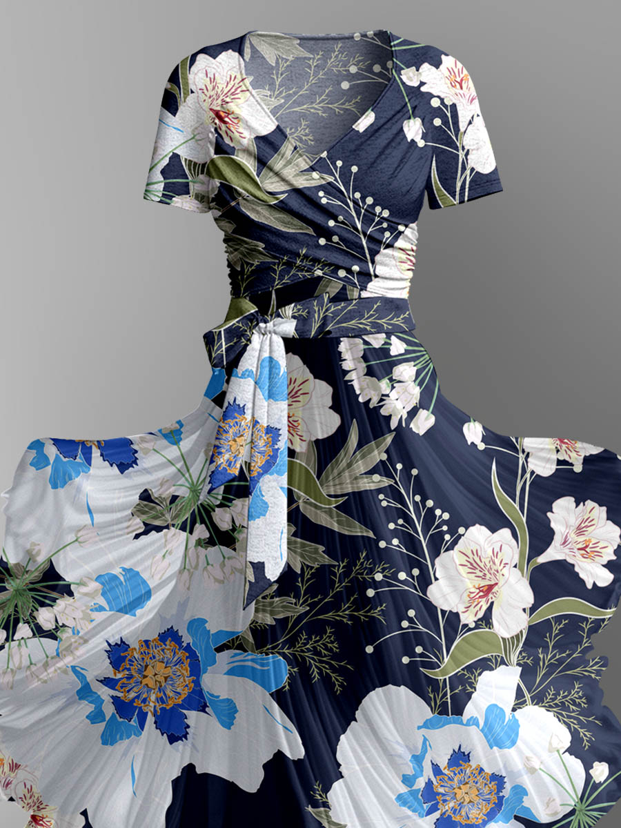 Women's Floral Print Camisole Dress Short Sleeve Strappy Jacket Two Piece Suit