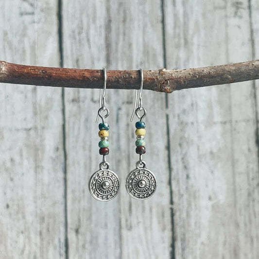 Bohemian Round Beaded Drop Earrings