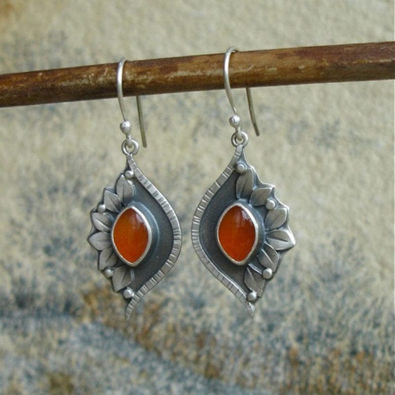 Vintage Marquise Orange Resin Earrings