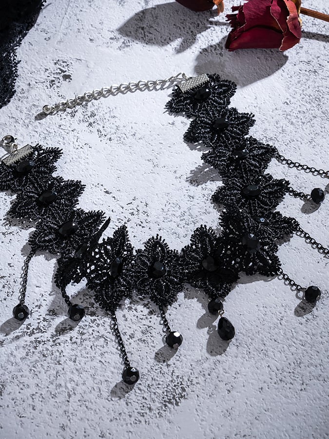 Halloween Gothic Dark Tassel Lace Choker