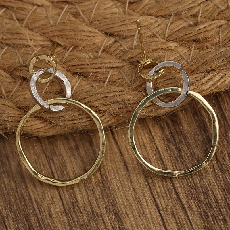 Vintage Hollow Circle Design Dangle Earrings