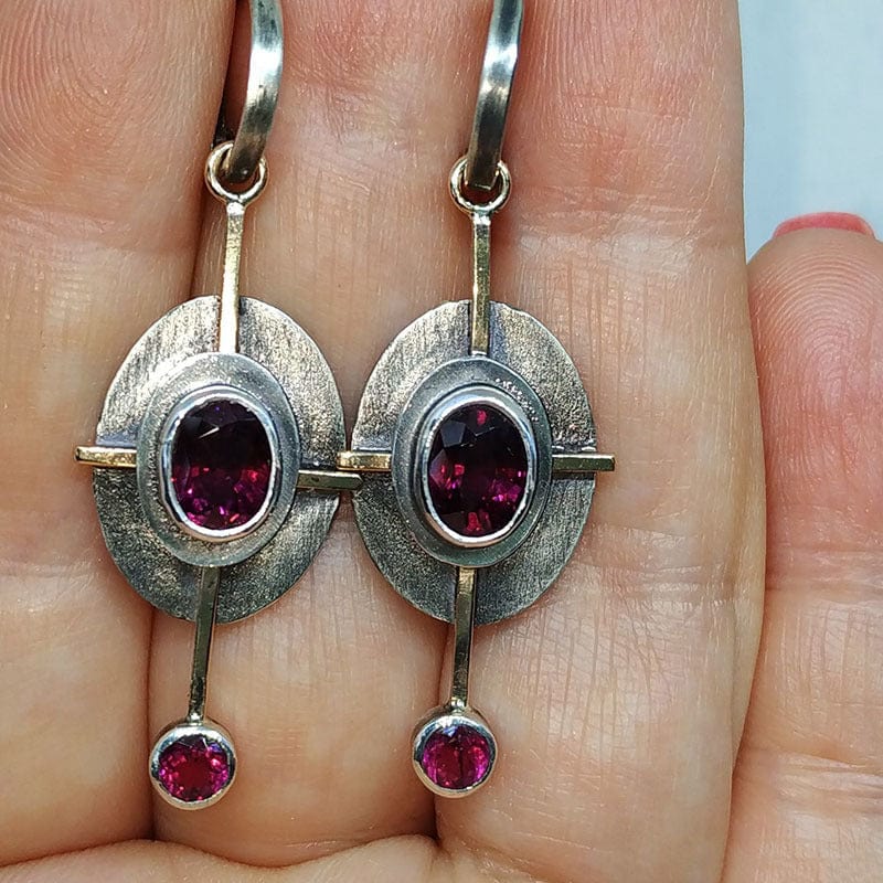 Vintage Red Crystal Pendant Earrings Female