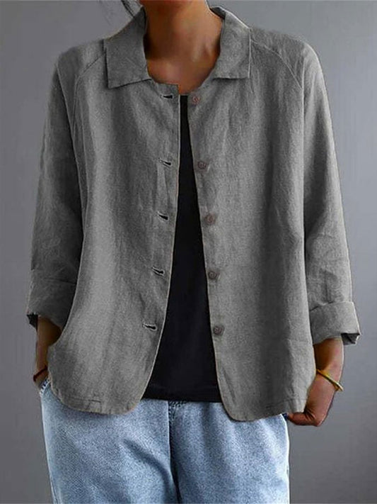 Women's Casual Cotton And Linen Shirt