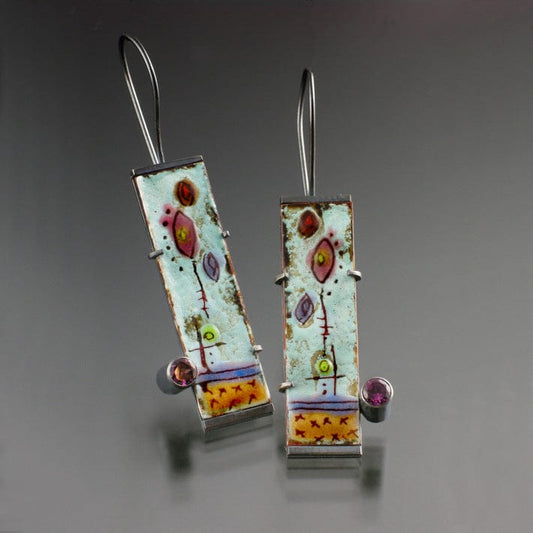 women's painted floral enamel earrings