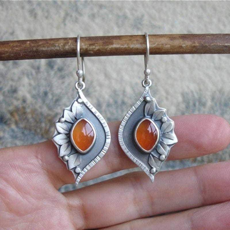 Vintage Marquise Orange Resin Earrings