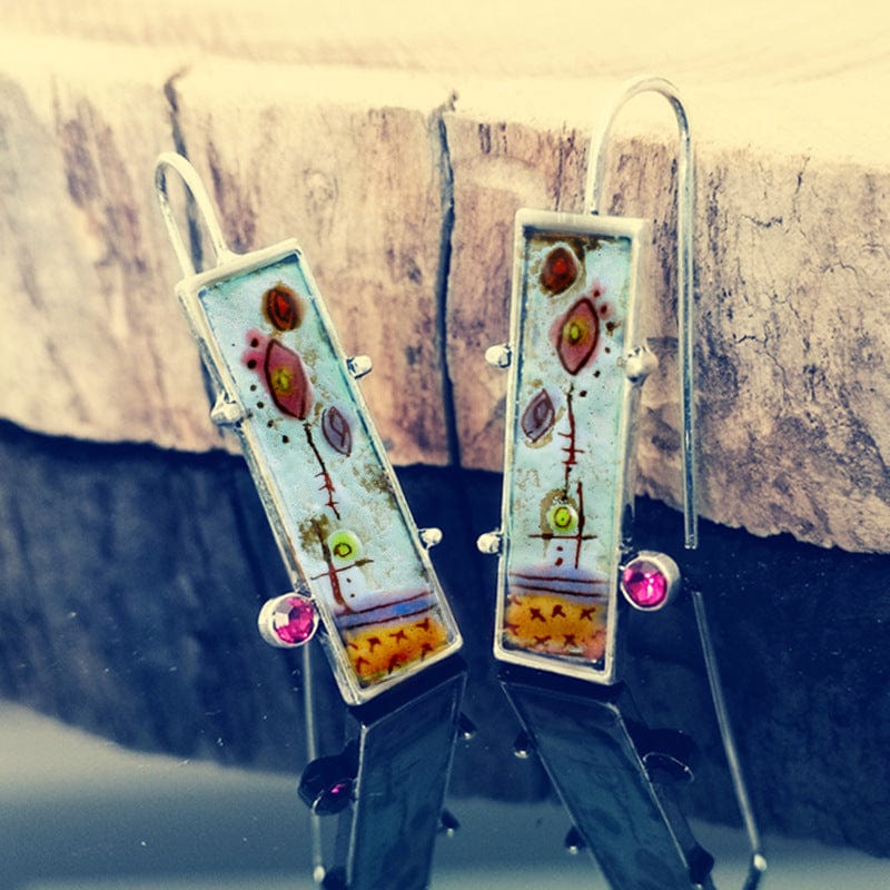 women's painted floral enamel earrings