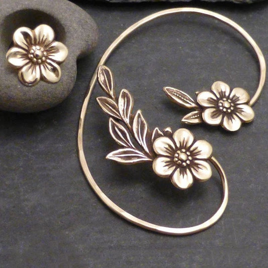 New Botanical Floral Earhoop Earrings