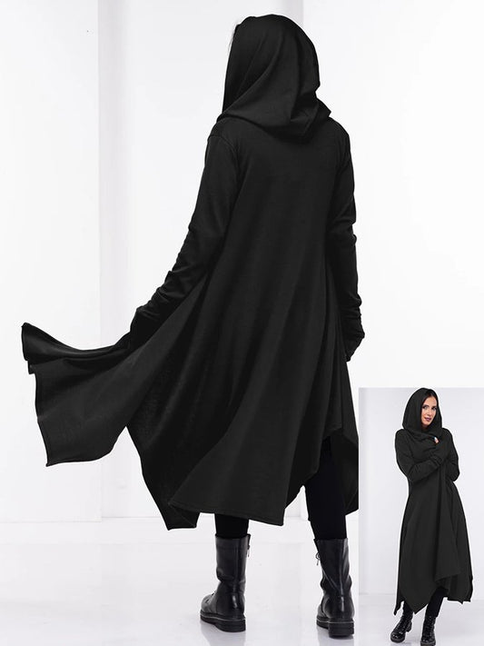 Women's Halloween Asymmetric Witch Long Coat & Cape