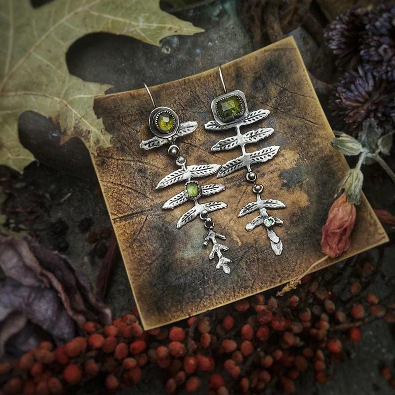 Literary vintage leaf handmade earrings