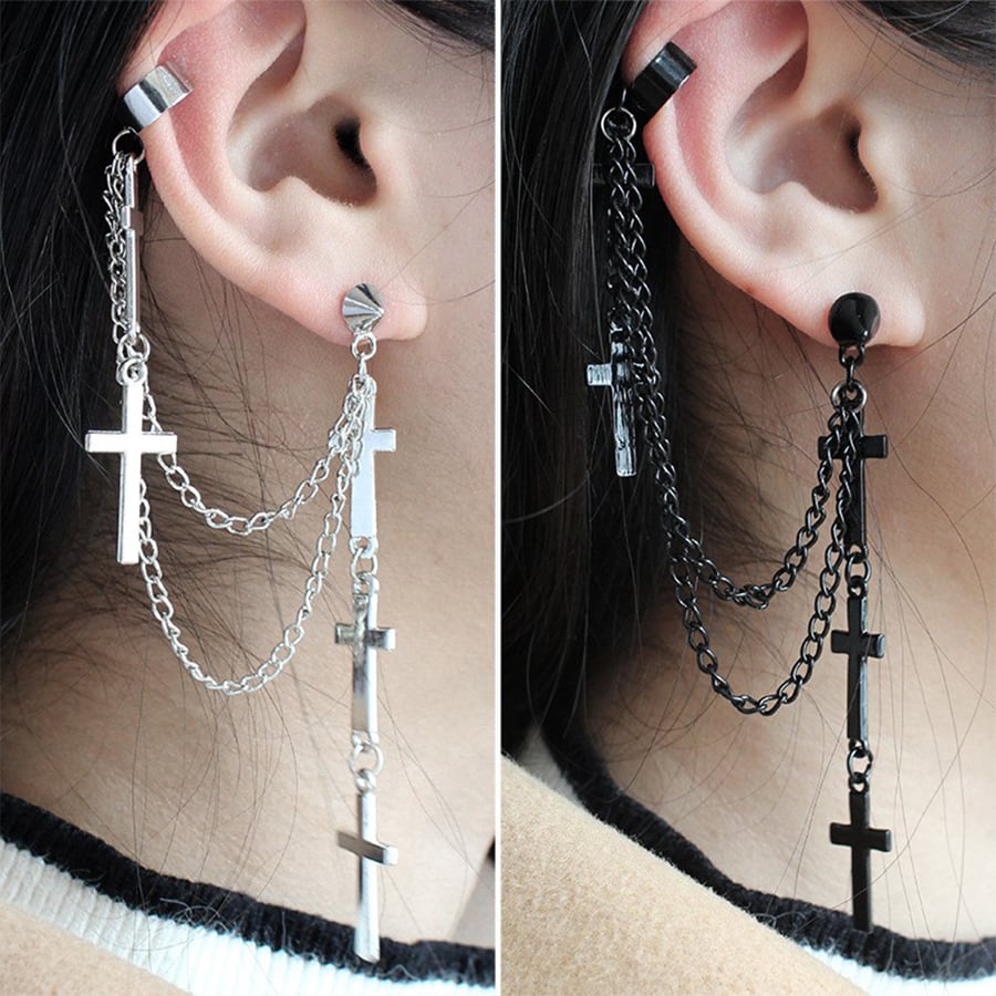 Cross Tassel Earrings