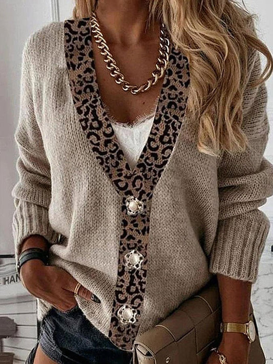 Women's Retro Leopard Casual Knitted Cardigan