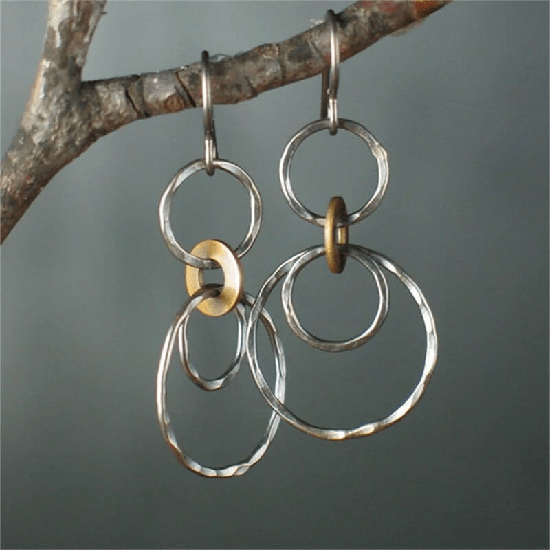 Vintage Silvery Carved Pattern Hoop Earrings