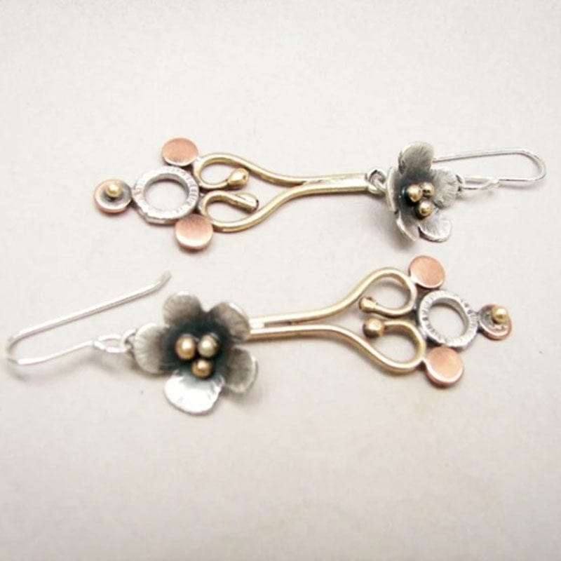 Retro Ethnic Blooming Flower Drop Dangle Earrings