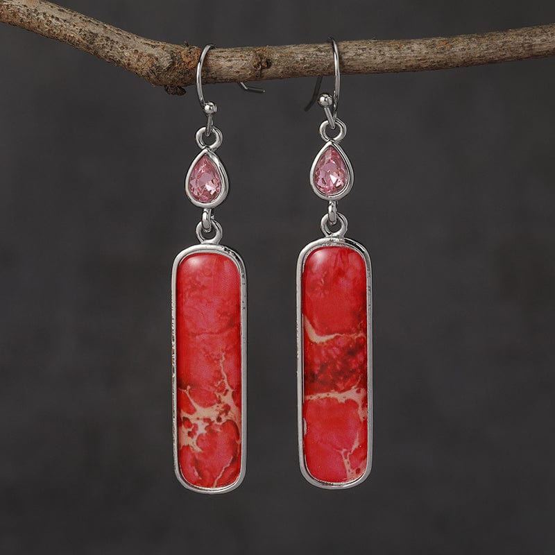 Red Turquoise Decor Dangle Earrings