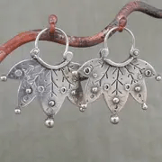 Unique Leaf Design Hoop Earrings