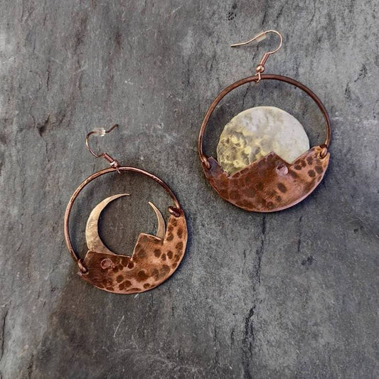 Bohemian Vintage Hollowed Out Moon Dangle Earrings