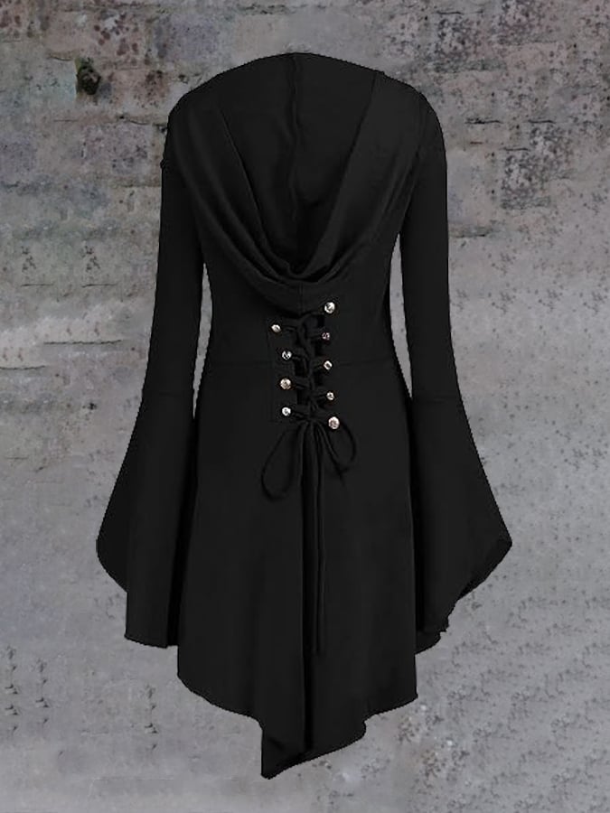 Women's Halloween Witch Long-Sleeve Hooded Dress