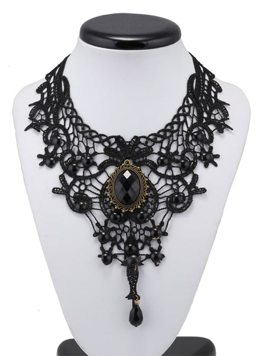 women's Gothic Rhinestone Lace Choker Necklace