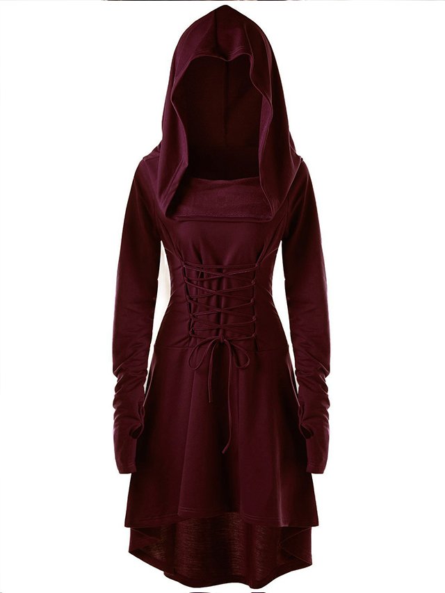 Women's Halloween Hooded Lace-Up Dress