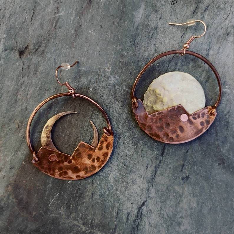 Bohemian Vintage Hollowed Out Moon Dangle Earrings