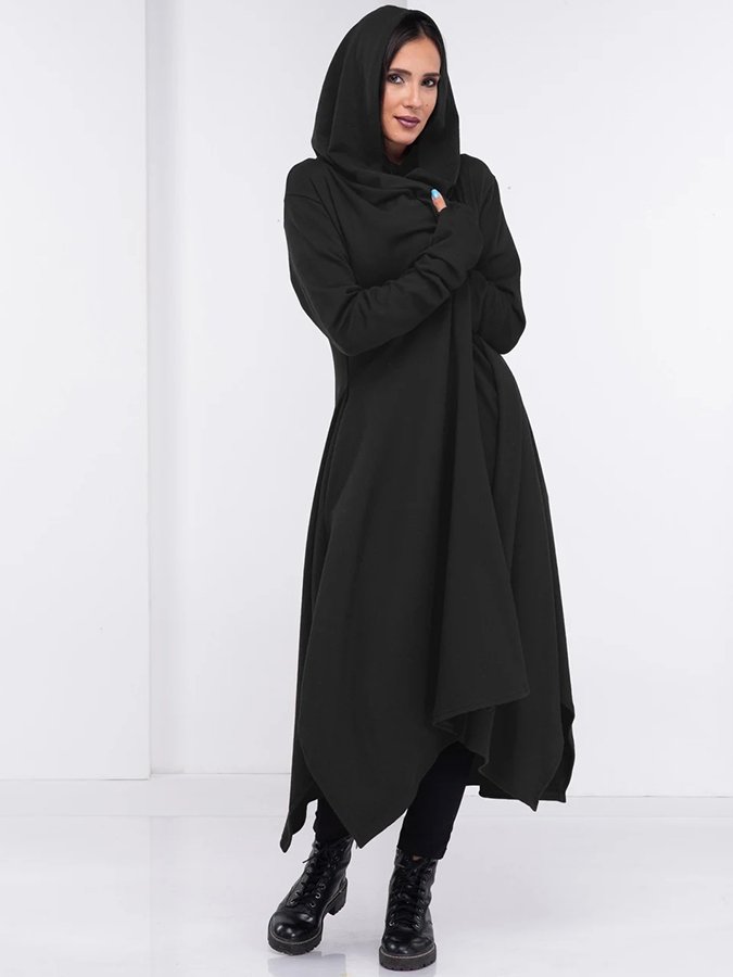 Women's Halloween Asymmetric Witch Long Coat & Cape