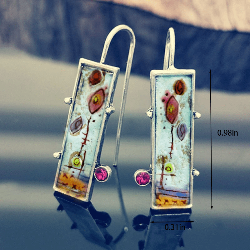 women's painted floral enamel earrings