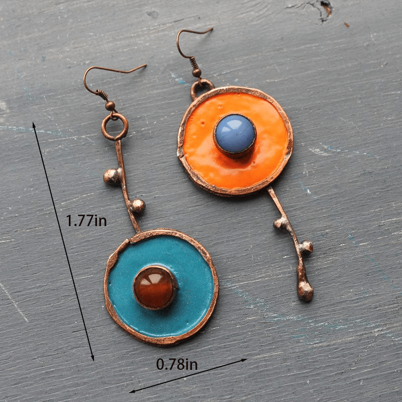 Asymmetric Graffiti Earrings in Antique Copper