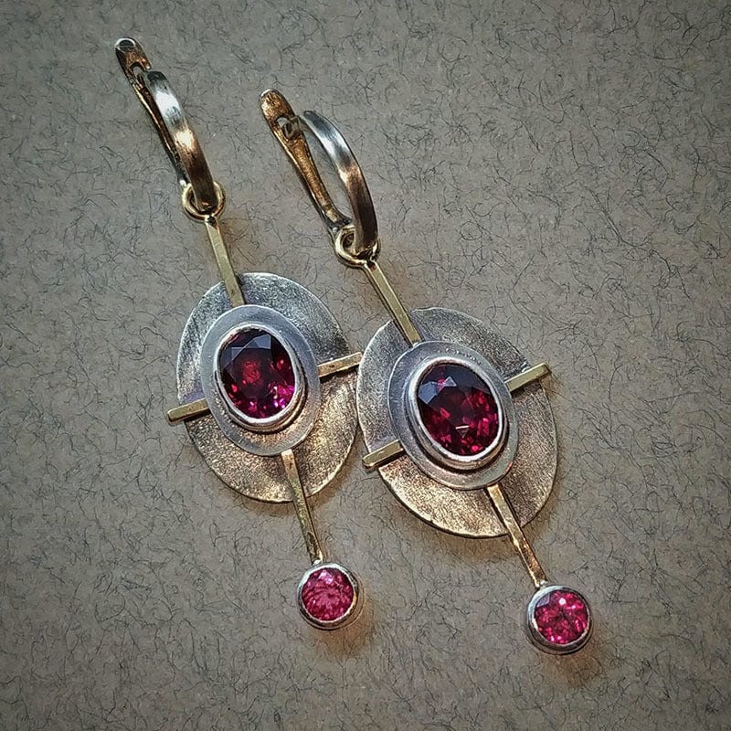 Vintage Red Crystal Pendant Earrings Female