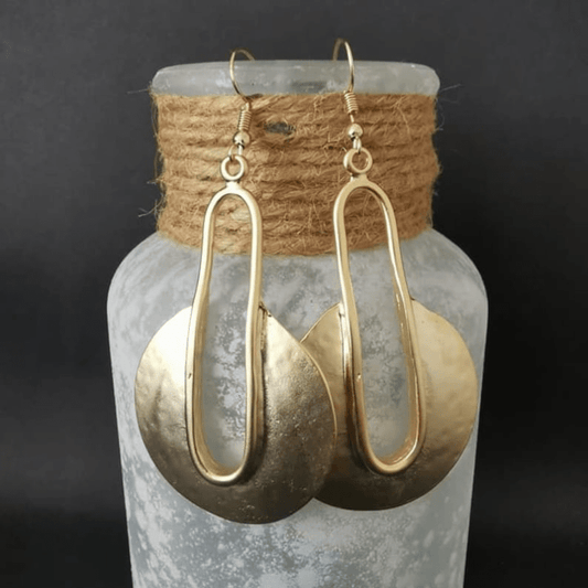 Golden Round Dangle Earrings