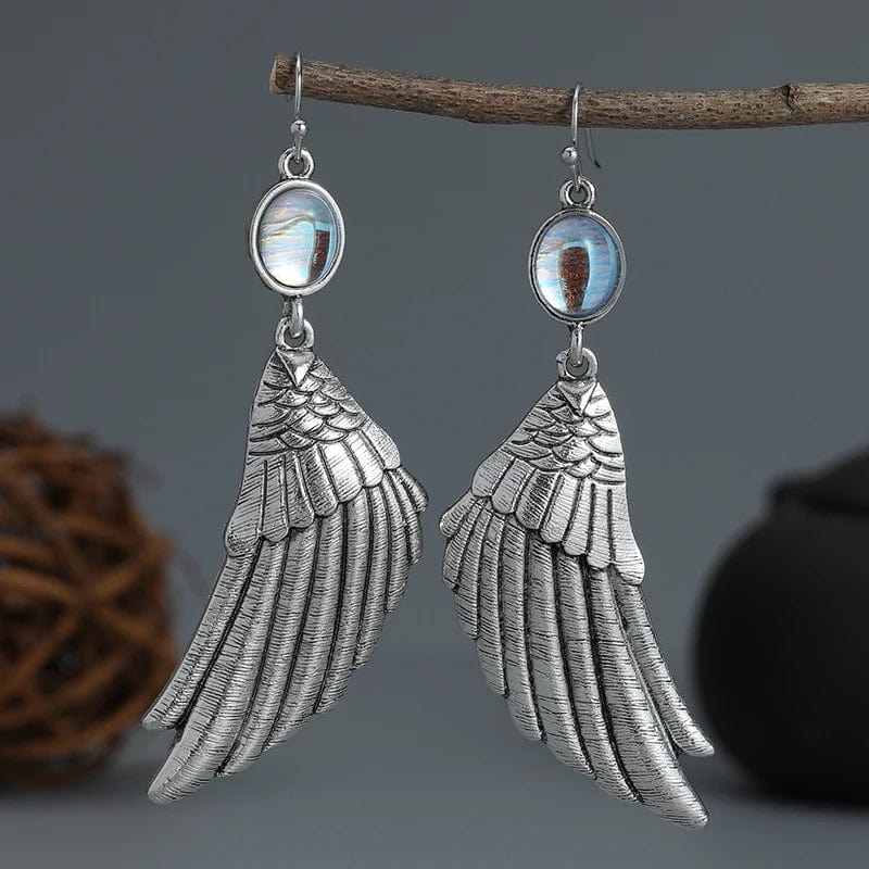 Hand Forged Silver Color Wing Earrings